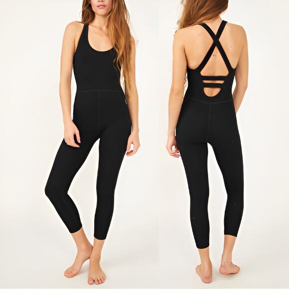 Free People Movement FP Womens Gym Free Throw Ribbed Onesie Yoga Jumpsuit Size L - Picture 1 of 8